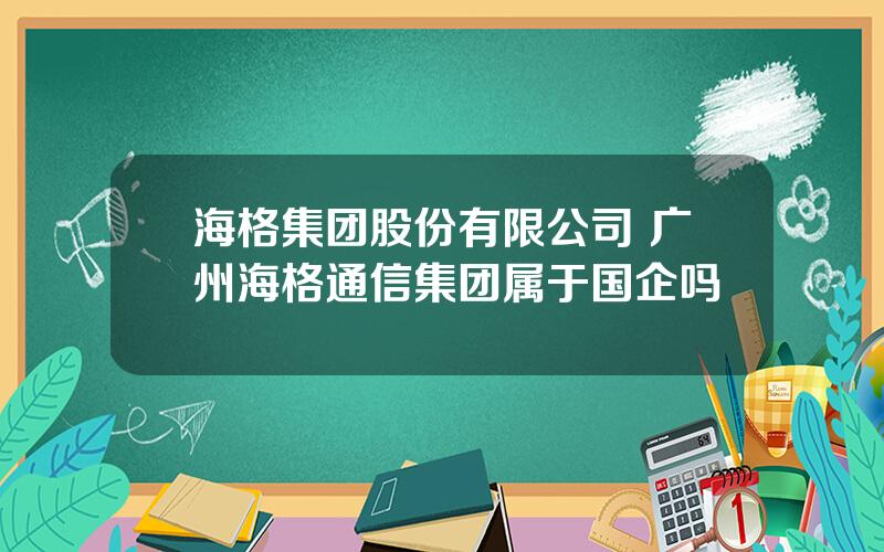 海格集团股份有限公司 广州海格通信集团属于国企吗